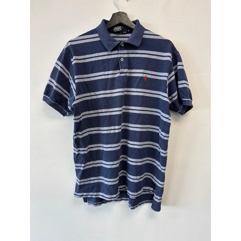 Polo Ralph Lauren Shirt Mens Large Striped Classic Short Sleeve Casual‎ Preppy